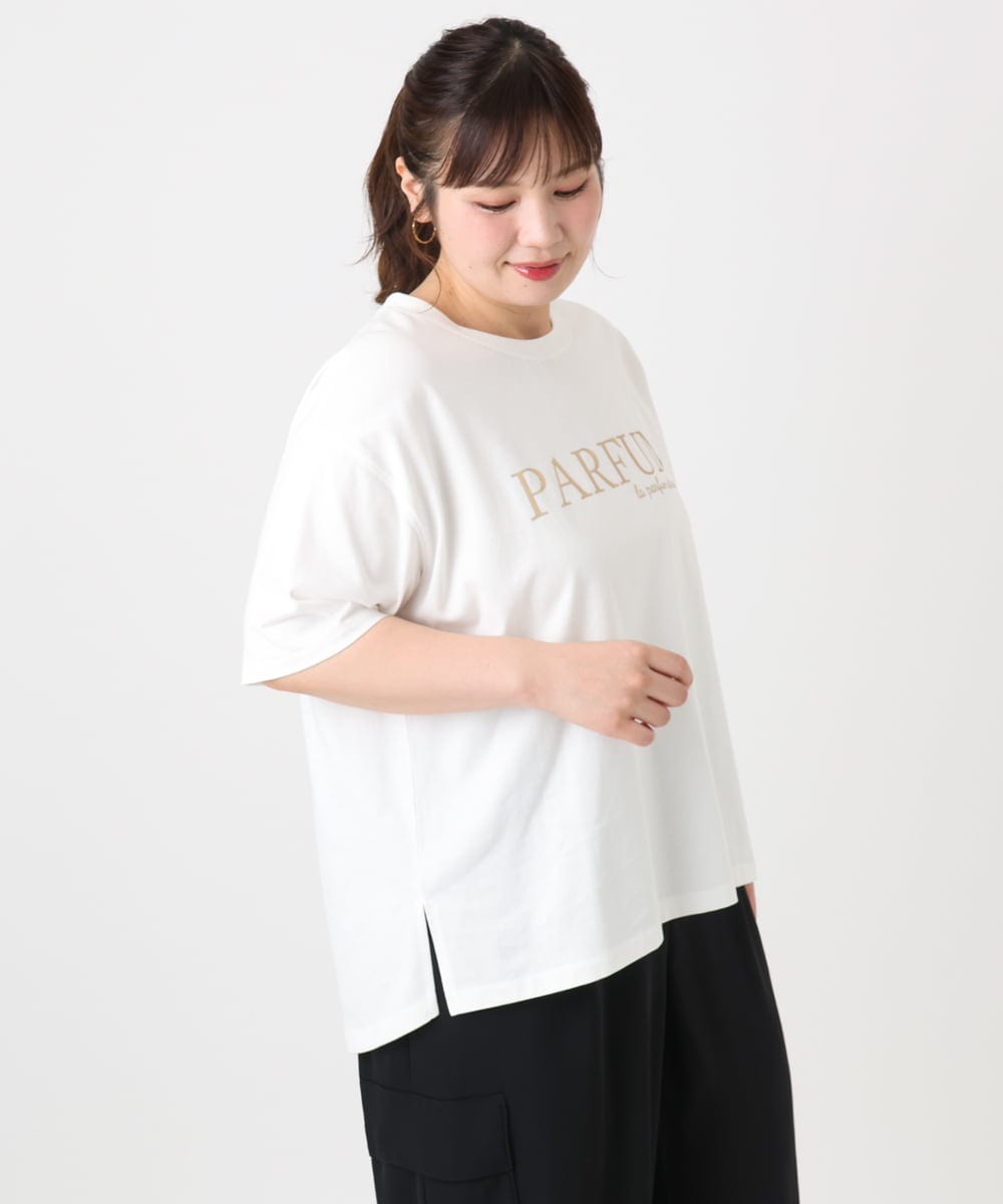 OLKHA34054 eur3(エウルキューブ) 【大きいサイズ/a.v.v×eur3】コットンロゴTシャツ ホワイト(90)