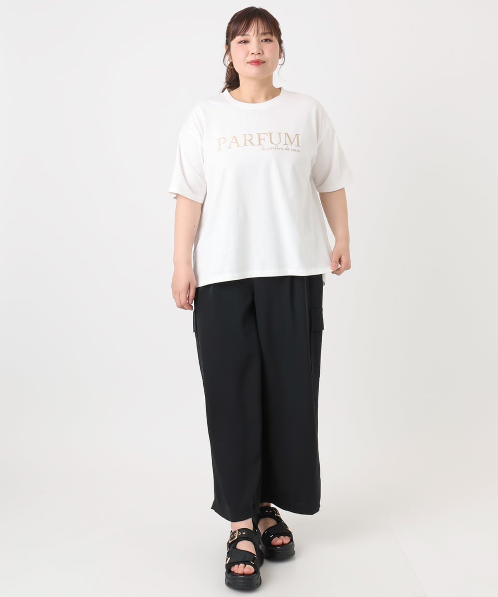 OLKHA34054 eur3(エウルキューブ) 【大きいサイズ/a.v.v×eur3】コットンロゴTシャツ ホワイト(90)