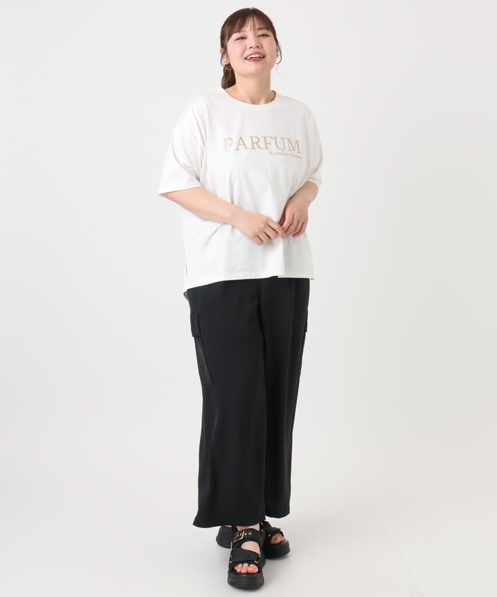 OLKHA34054 eur3(エウルキューブ) 【大きいサイズ/a.v.v×eur3】コットンロゴTシャツ ホワイト(90)