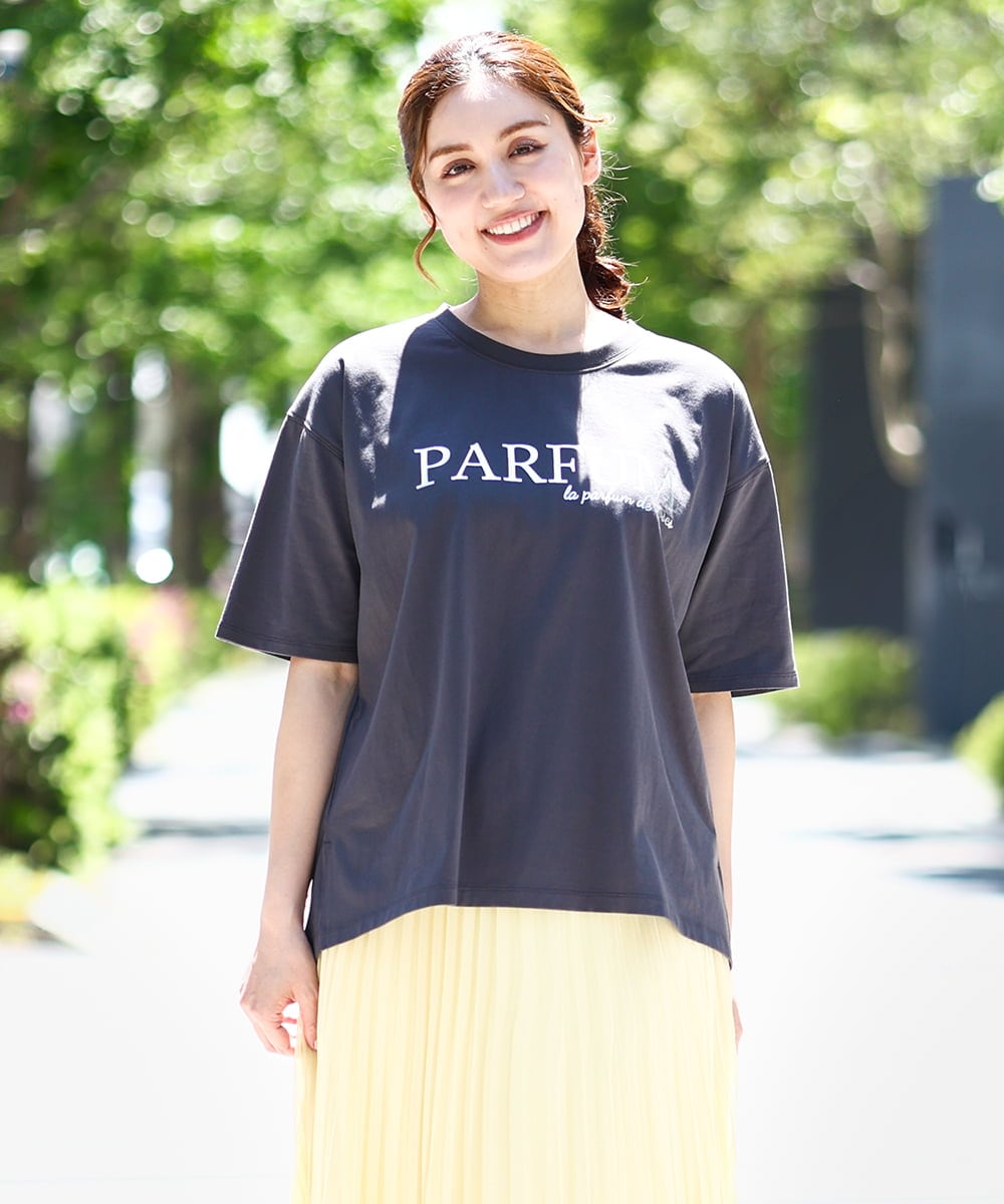OLKHA34054 eur3(エウルキューブ) 【大きいサイズ/a.v.v×eur3】コットンロゴTシャツ ダークグレー(93)