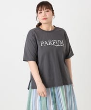 OLKHA34054 eur3(エウルキューブ) 【大きいサイズ/a.v.v×eur3】コットンロゴTシャツ ダークグレー(93)
