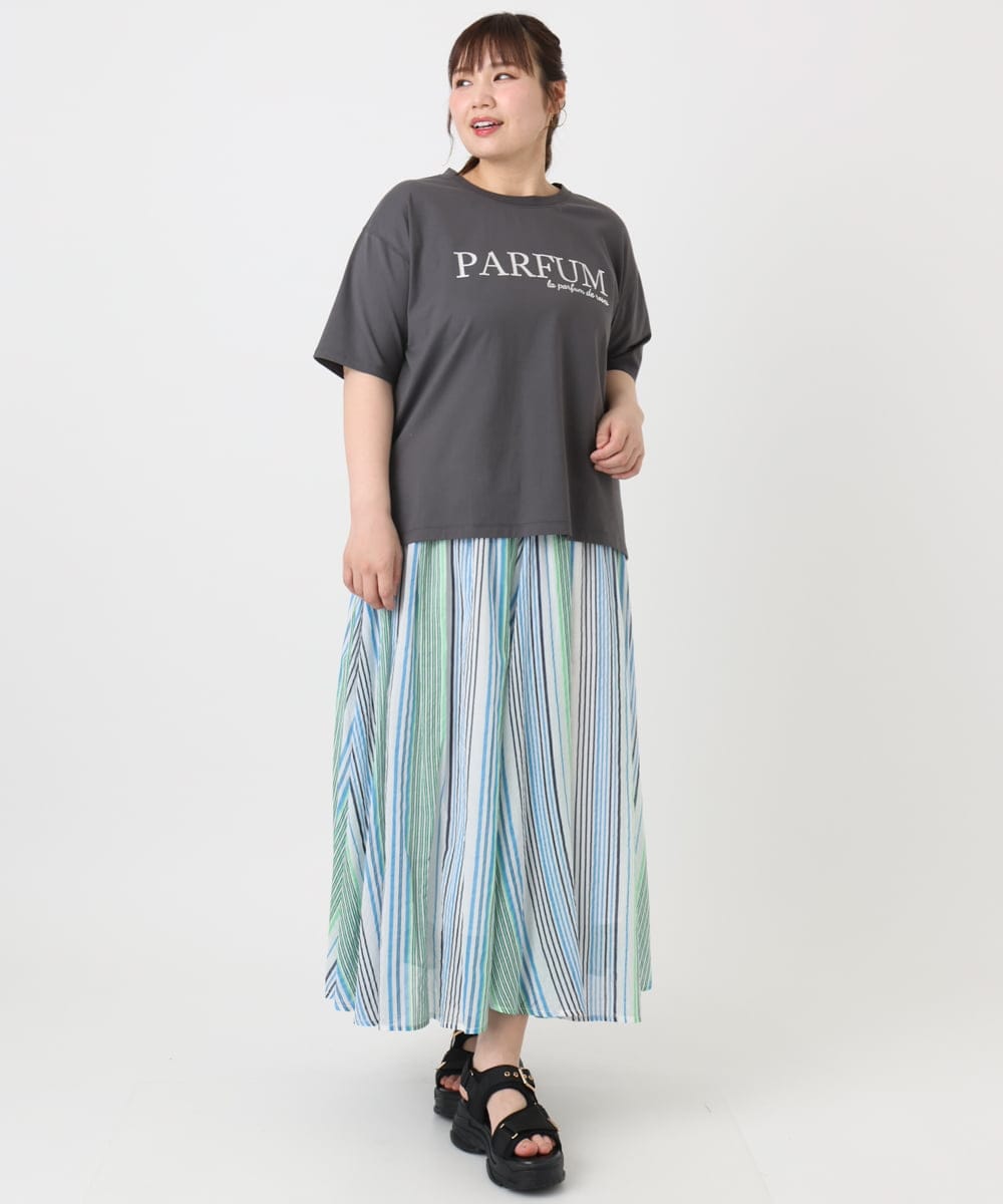 OLKHA34054 eur3(エウルキューブ) 【大きいサイズ/a.v.v×eur3】コットンロゴTシャツ ダークグレー(93)