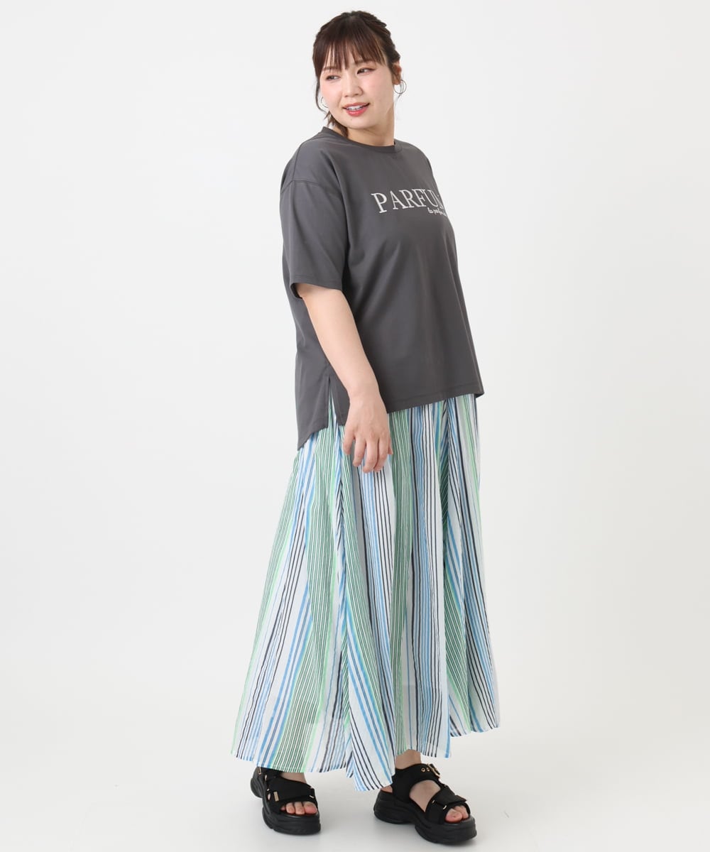 OLKHA34054 eur3(エウルキューブ) 【大きいサイズ/a.v.v×eur3】コットンロゴTシャツ ダークグレー(93)