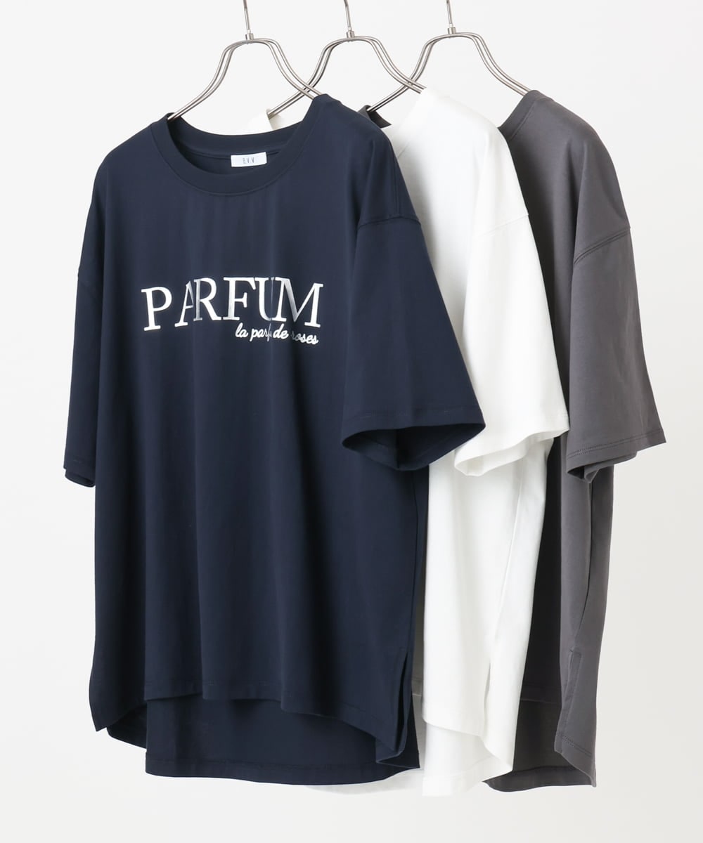 OLKHA34054 eur3(エウルキューブ) 【大きいサイズ/a.v.v×eur3】コットンロゴTシャツ ダークグレー(93)