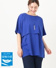 OLKHA42054 eur3(エウルキューブ) 【WEB先行販売】【大きいサイズ/接触冷感】ケープデザインカットソー ブルー(55)
