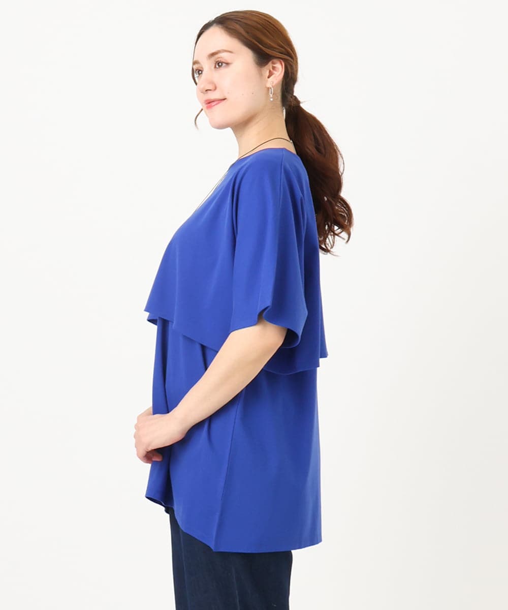 OLKHA42054 eur3(エウルキューブ) 【WEB先行販売】【大きいサイズ/接触冷感】ケープデザインカットソー ブルー(55)