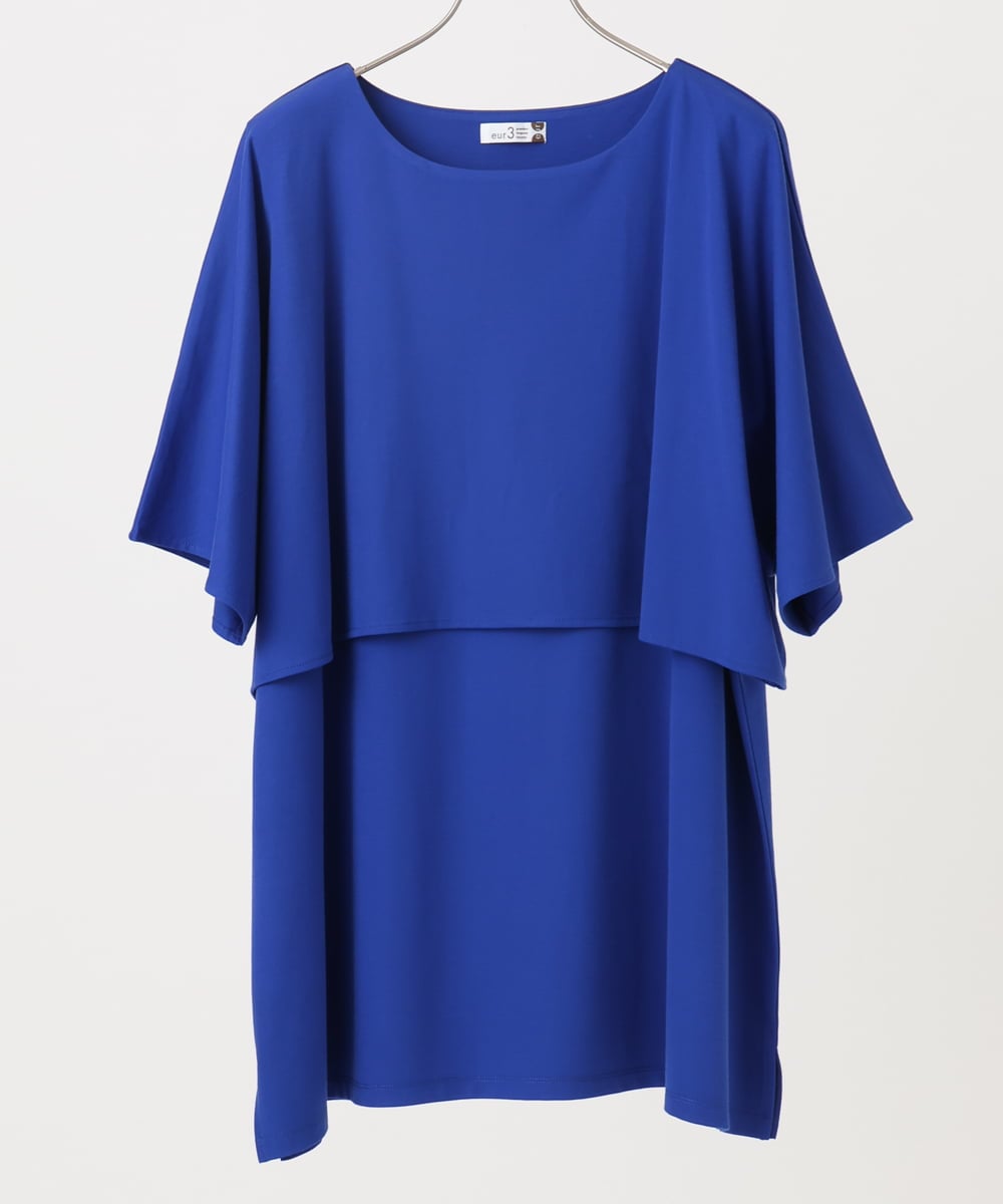 OLKHA42054 eur3(エウルキューブ) 【WEB先行販売】【大きいサイズ/接触冷感】ケープデザインカットソー ブルー(55)
