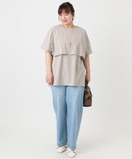 OLKHA42054 eur3(エウルキューブ) 【WEB先行販売】【大きいサイズ/接触冷感】ケープデザインカットソー グレージュ(89)