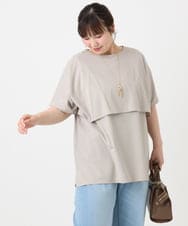 OLKHA42054 eur3(エウルキューブ) 【WEB先行販売】【大きいサイズ/接触冷感】ケープデザインカットソー グレージュ(89)