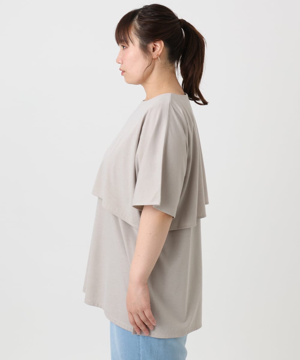 OLKHA42054 eur3(エウルキューブ) 【WEB先行販売】【大きいサイズ/接触冷感】ケープデザインカットソー グレージュ(89)