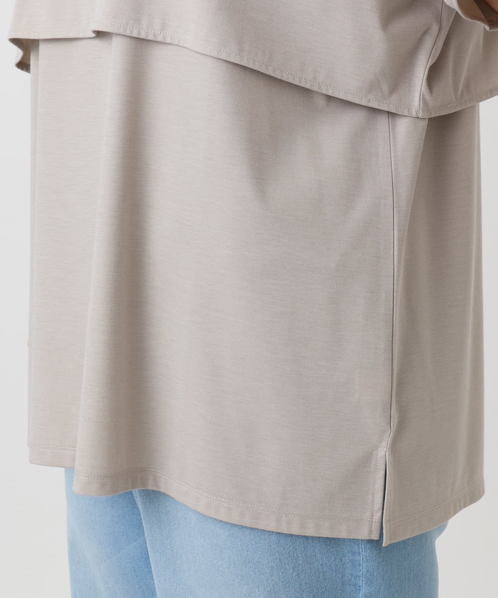 OLKHA42054 eur3(エウルキューブ) 【WEB先行販売】【大きいサイズ/接触冷感】ケープデザインカットソー グレージュ(89)