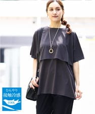 OLKHA42054 eur3(エウルキューブ) 【WEB先行販売】【大きいサイズ/接触冷感】ケープデザインカットソー ダークグレー(93)