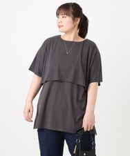 OLKHA42054 eur3(エウルキューブ) 【WEB先行販売】【大きいサイズ/接触冷感】ケープデザインカットソー ダークグレー(93)