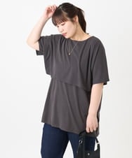 OLKHA42054 eur3(エウルキューブ) 【WEB先行販売】【大きいサイズ/接触冷感】ケープデザインカットソー ダークグレー(93)
