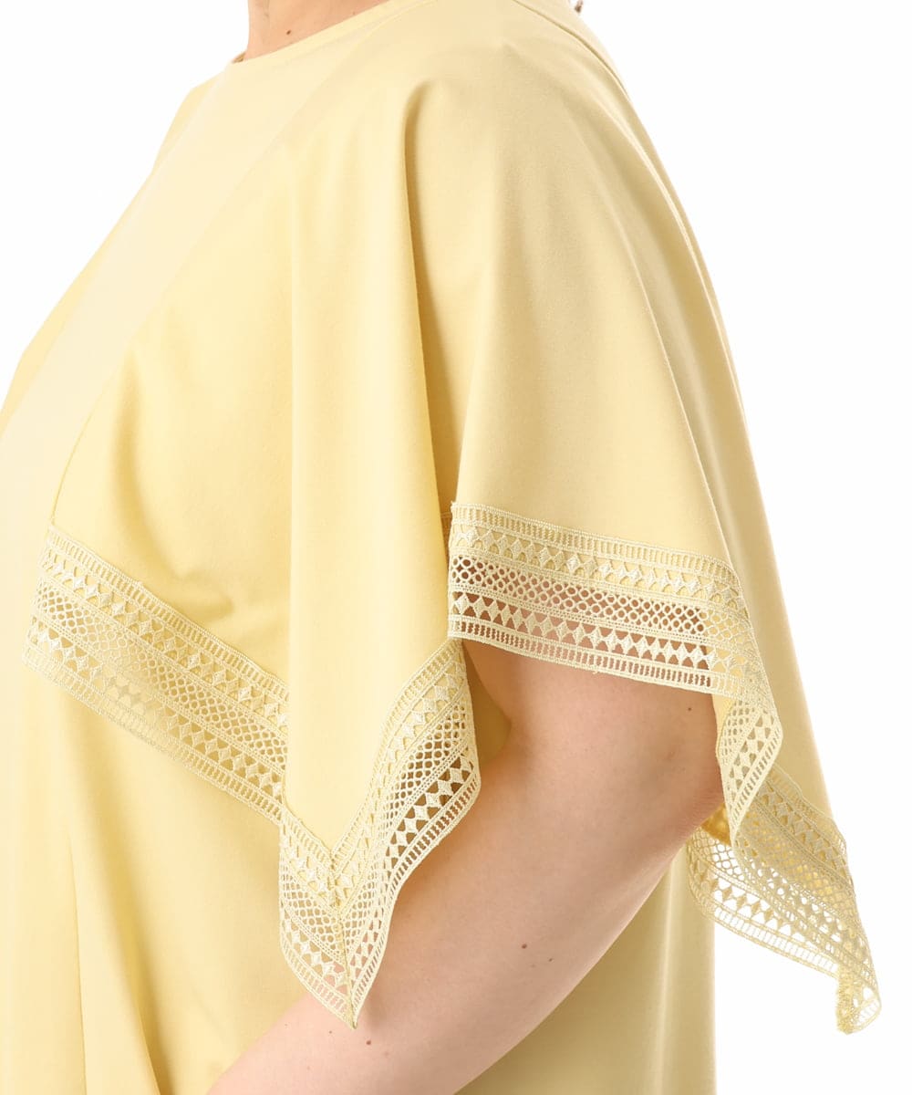 OLKHD31069 eur3(エウルキューブ) 【WEB先行販売】【大きいサイズ/a.v.v×eur3】接触冷感ハンカチーフスリーブカットソー ライトイエロー