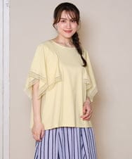 OLKHD31069 eur3(エウルキューブ) 【WEB先行販売】【大きいサイズ/a.v.v×eur3】接触冷感ハンカチーフスリーブカットソー ライトイエロー