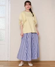 OLKHD31069 eur3(エウルキューブ) 【WEB先行販売】【大きいサイズ/a.v.v×eur3】接触冷感ハンカチーフスリーブカットソー ライトイエロー