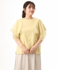 OLKHD31069 eur3(エウルキューブ) 【WEB先行販売】【大きいサイズ/a.v.v×eur3】接触冷感ハンカチーフスリーブカットソー ライトイエロー