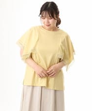 OLKHD31069 eur3(エウルキューブ) 【WEB先行販売】【大きいサイズ/a.v.v×eur3】接触冷感ハンカチーフスリーブカットソー ライトイエロー