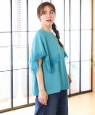 OLKHD31069 eur3(エウルキューブ) 【WEB先行販売】【大きいサイズ/a.v.v×eur3】接触冷感ハンカチーフスリーブカットソー グリーン