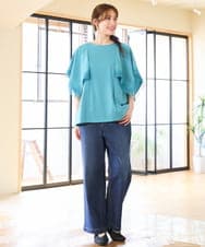 OLKHD31069 eur3(エウルキューブ) 【WEB先行販売】【大きいサイズ/a.v.v×eur3】接触冷感ハンカチーフスリーブカットソー グリーン