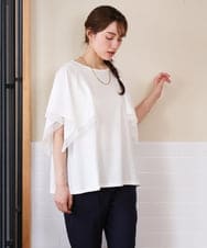 OLKHD31069 eur3(エウルキューブ) 【WEB先行販売】【大きいサイズ/a.v.v×eur3】接触冷感ハンカチーフスリーブカットソー アイボリー