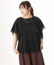 OLKHD31069 eur3(エウルキューブ) 【WEB先行販売】【大きいサイズ/a.v.v×eur3】接触冷感ハンカチーフスリーブカットソー ブラック