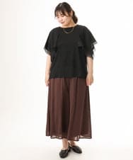 OLKHD31069 eur3(エウルキューブ) 【WEB先行販売】【大きいサイズ/a.v.v×eur3】接触冷感ハンカチーフスリーブカットソー ブラック