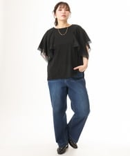 OLKHD31069 eur3(エウルキューブ) 【WEB先行販売】【大きいサイズ/a.v.v×eur3】接触冷感ハンカチーフスリーブカットソー ブラック