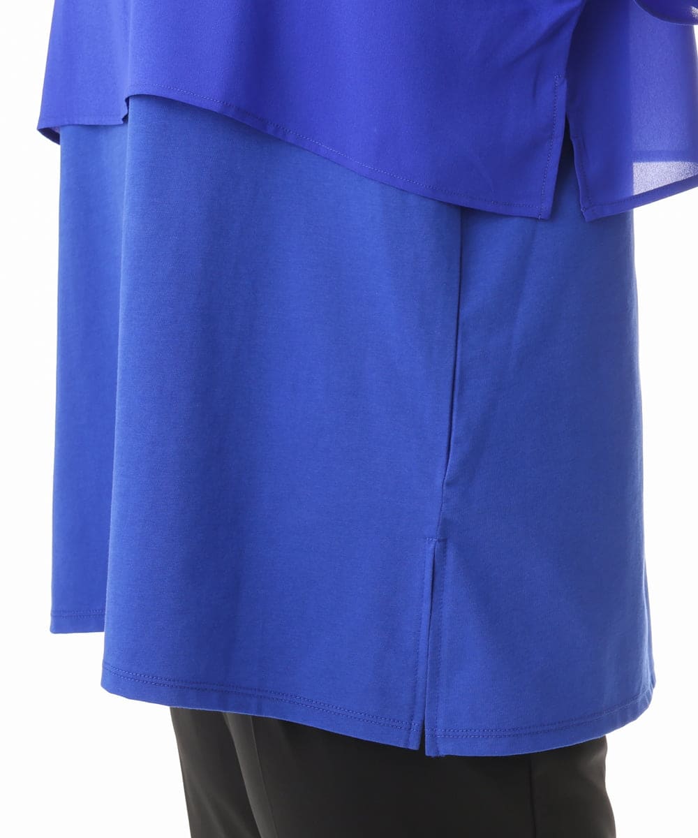 OLKHD32064 eur3(エウルキューブ) 【WEB先行販売】【大きいサイズ/UVカット】接触冷感ケープデザインカットソー ブルー
