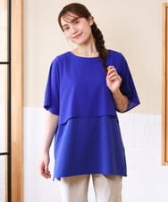 OLKHD32064 eur3(エウルキューブ) 【WEB先行販売】【大きいサイズ/UVカット】接触冷感ケープデザインカットソー ブルー