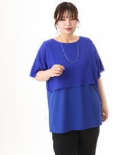 OLKHD32064 eur3(エウルキューブ) 【WEB先行販売】【大きいサイズ/UVカット】接触冷感ケープデザインカットソー ブルー