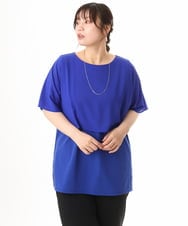 OLKHD32064 eur3(エウルキューブ) 【WEB先行販売】【大きいサイズ/UVカット】接触冷感ケープデザインカットソー ブルー
