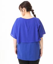 OLKHD32064 eur3(エウルキューブ) 【WEB先行販売】【大きいサイズ/UVカット】接触冷感ケープデザインカットソー ブルー