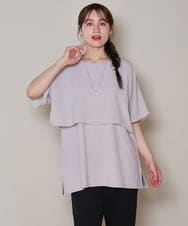 OLKHD32064 eur3(エウルキューブ) 【WEB先行販売】【大きいサイズ/UVカット】接触冷感ケープデザインカットソー ライトグレー