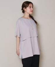 OLKHD32064 eur3(エウルキューブ) 【WEB先行販売】【大きいサイズ/UVカット】接触冷感ケープデザインカットソー ライトグレー