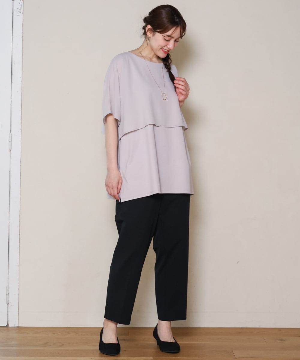 OLKHD32064 eur3(エウルキューブ) 【WEB先行販売】【大きいサイズ/UVカット】接触冷感ケープデザインカットソー ライトグレー