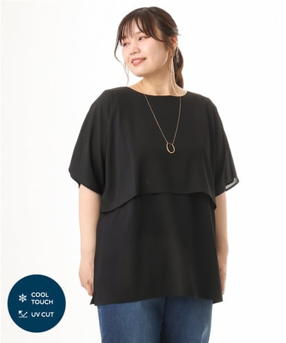OLKHD32064 eur3 【WEB先行販売】【大きいサイズ/UVカット】接触冷感ケープデザインカットソー