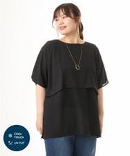OLKHD32064 eur3(エウルキューブ) 【WEB先行販売】【大きいサイズ/UVカット】接触冷感ケープデザインカットソー ブラック