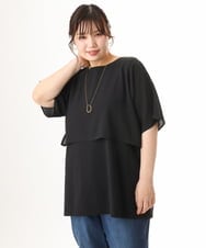 OLKHD32064 eur3(エウルキューブ) 【WEB先行販売】【大きいサイズ/UVカット】接触冷感ケープデザインカットソー ブラック