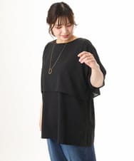 OLKHD32064 eur3(エウルキューブ) 【WEB先行販売】【大きいサイズ/UVカット】接触冷感ケープデザインカットソー ブラック