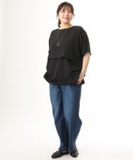 OLKHD32064 eur3(エウルキューブ) 【WEB先行販売】【大きいサイズ/UVカット】接触冷感ケープデザインカットソー ブラック