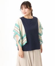 OLKHD41099 eur3(エウルキューブ) 【大きいサイズ/接触冷感】スカーフプリントトップス ネイビー