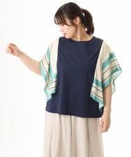 OLKHD41099 eur3(エウルキューブ) 【大きいサイズ/接触冷感】スカーフプリントトップス ネイビー
