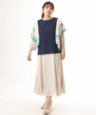 OLKHD41099 eur3(エウルキューブ) 【大きいサイズ/接触冷感】スカーフプリントトップス ネイビー