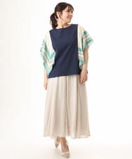 OLKHD41099 eur3(エウルキューブ) 【大きいサイズ/接触冷感】スカーフプリントトップス ネイビー