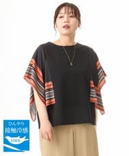 OLKHD41099 eur3(エウルキューブ) 【大きいサイズ/接触冷感】スカーフプリントトップス ブラック