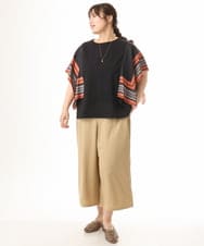 OLKHD41099 eur3(エウルキューブ) 【大きいサイズ/接触冷感】スカーフプリントトップス ブラック