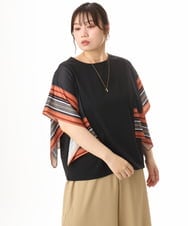 OLKHD41099 eur3(エウルキューブ) 【大きいサイズ/接触冷感】スカーフプリントトップス ブラック