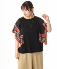 OLKHD41099 eur3(エウルキューブ) 【大きいサイズ/接触冷感】スカーフプリントトップス ブラック